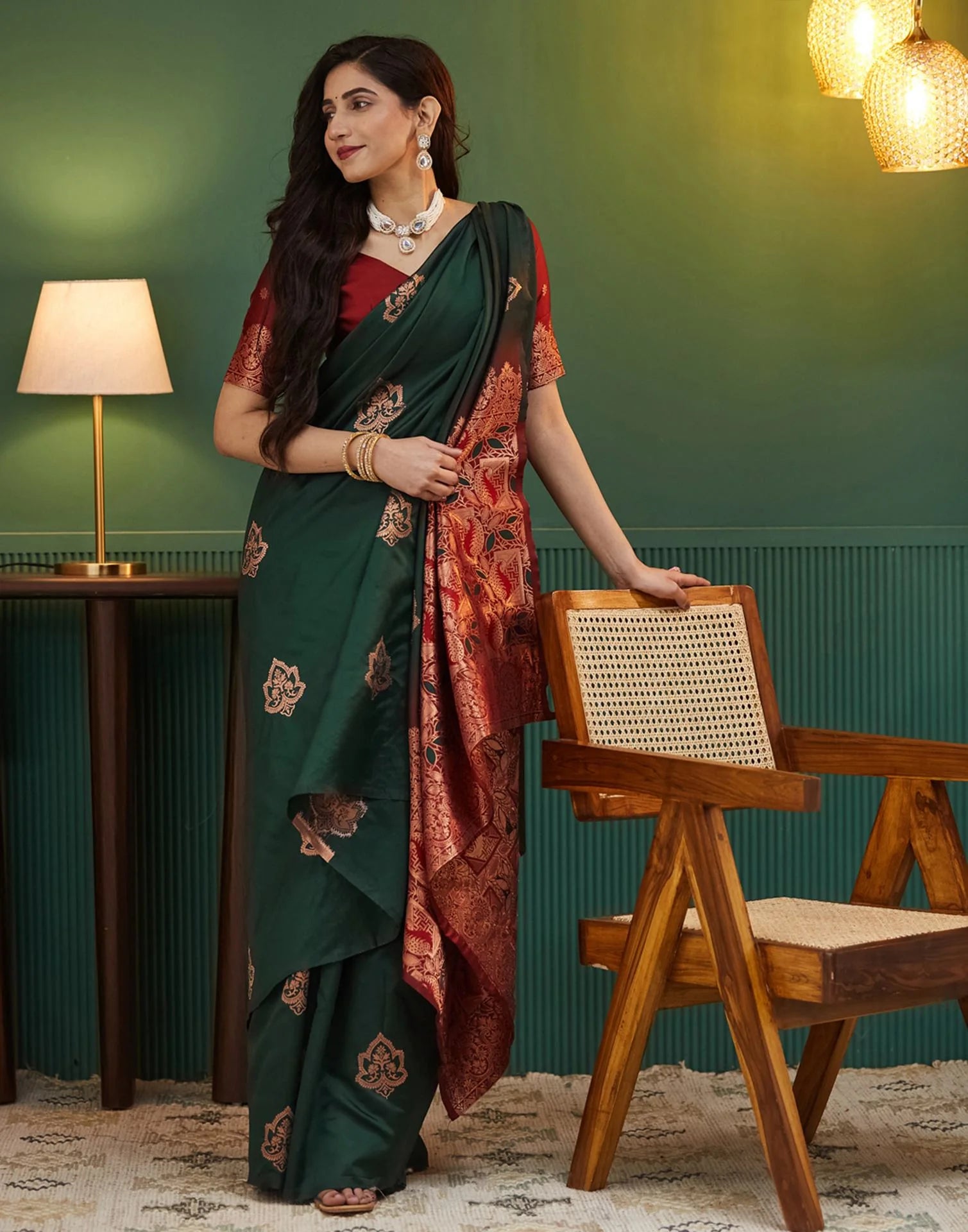 Elegant Dark Purple & Beige Woven Silk Saree for Women | Traditional Indian Banarasi Style Saree with Unstitched Blouse | Wedding & Party Wear Saree Malaysia