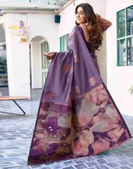 Banarasi Silk Saree for Women | Mauve & Deep Purple Designer Woven Saree with Blouse | Traditional Indian Saree Online Malaysia