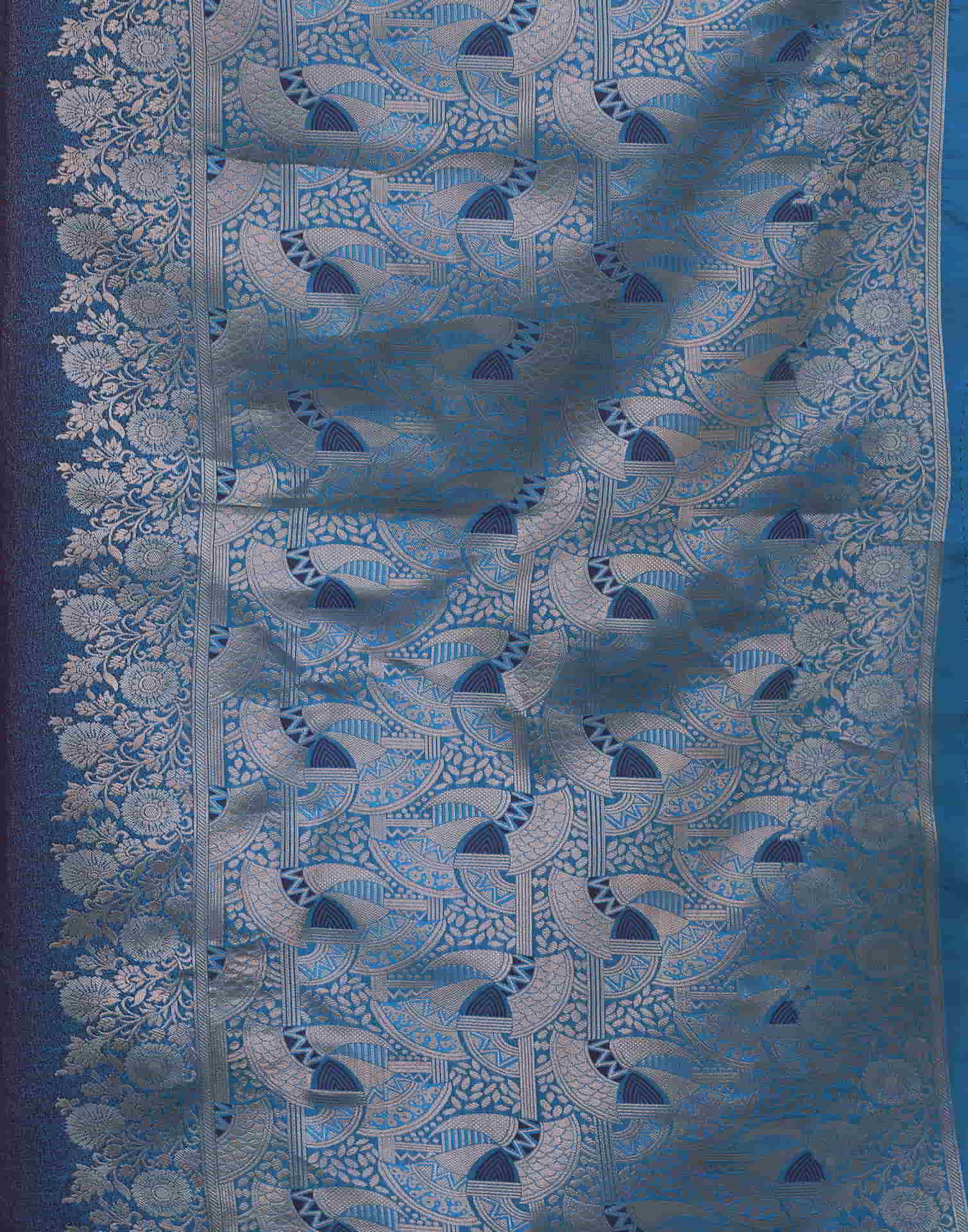 Banarasi Silk Blend Saree for Women – Deep Purple Blue Golden | Woven Work Saree with Blouse Piece | Wedding, Party & Festive Wear Saree Malaysia