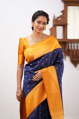 Banarasi Soft Silk Saree with Copper & Silver Zari Weaving