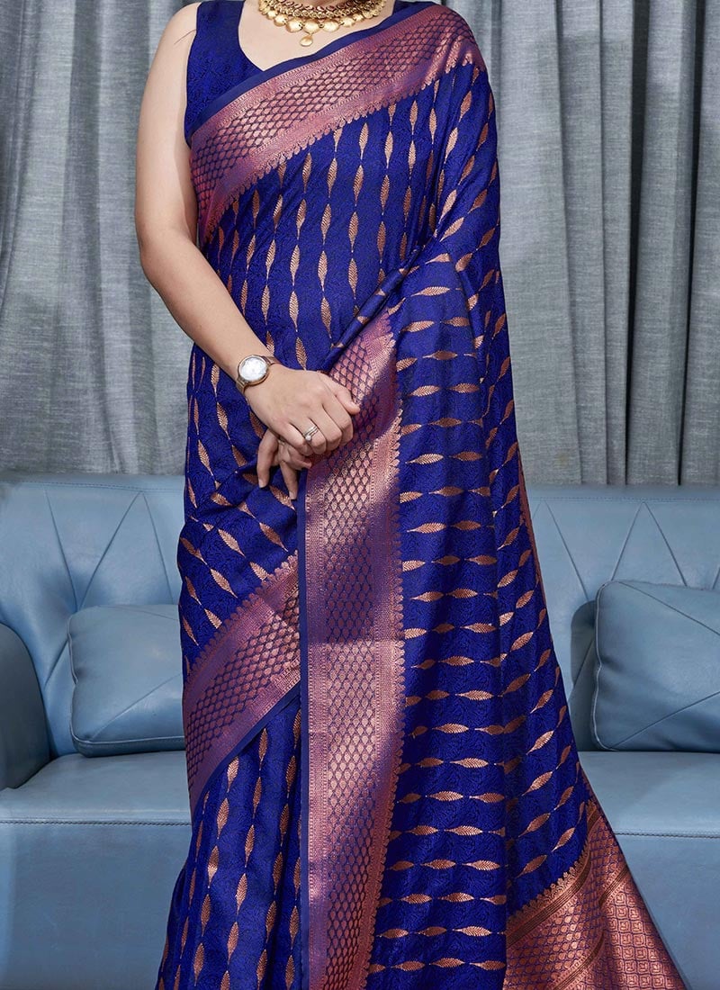 Banarasi Soft Silk Saree with Copper Zari Weaving