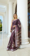 PURPLE  DIGITAL PRINTED COTTON SAREE