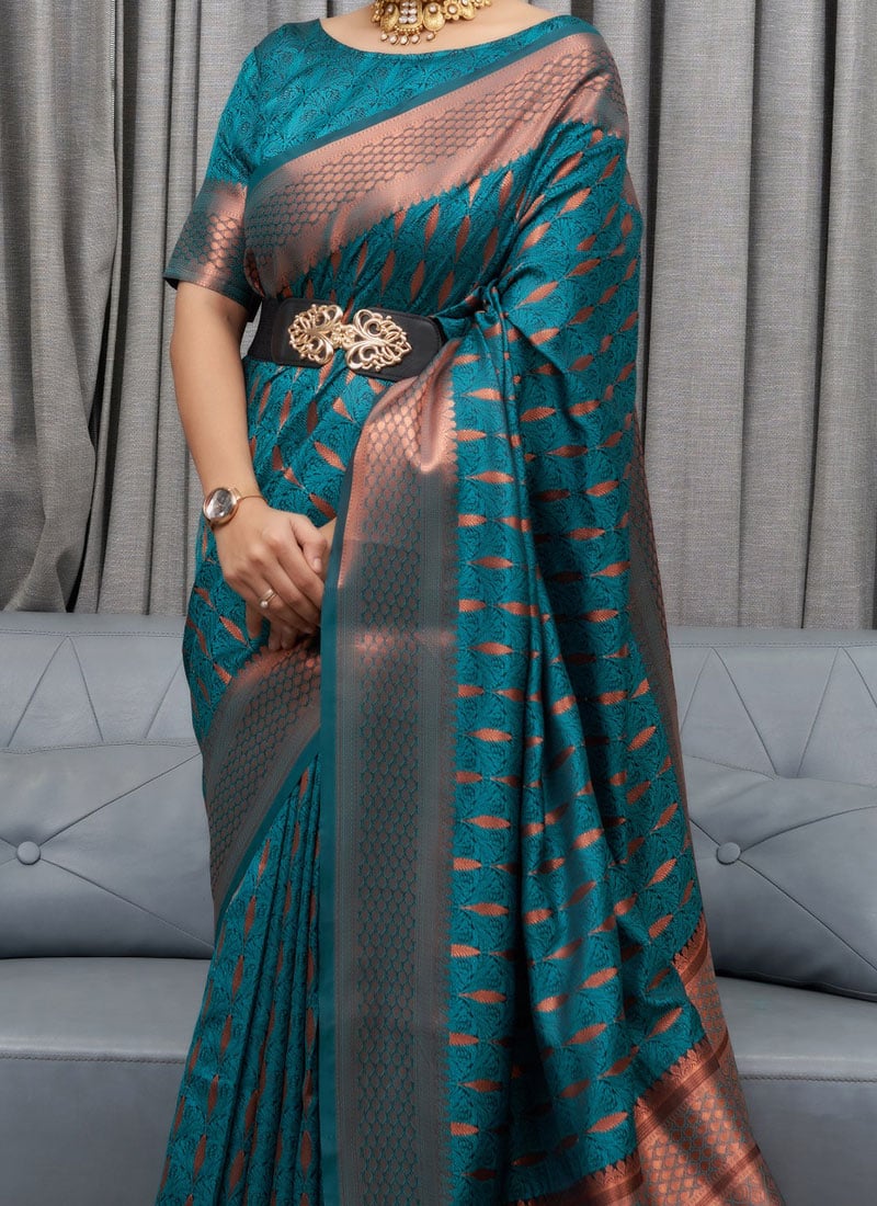 Banarasi Soft Silk Saree with Copper Zari Weaving