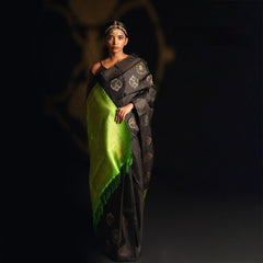 THE BANARASI SAREEIS MADE UP OF SILK THREADS WOVEN USING