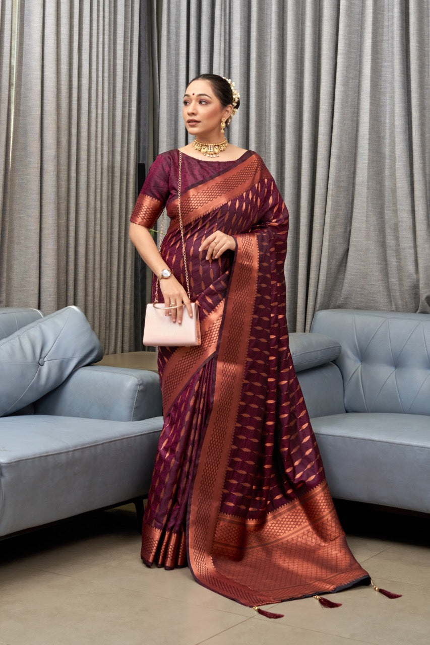Banarasi Soft Silk Saree with Copper Zari Weaving
