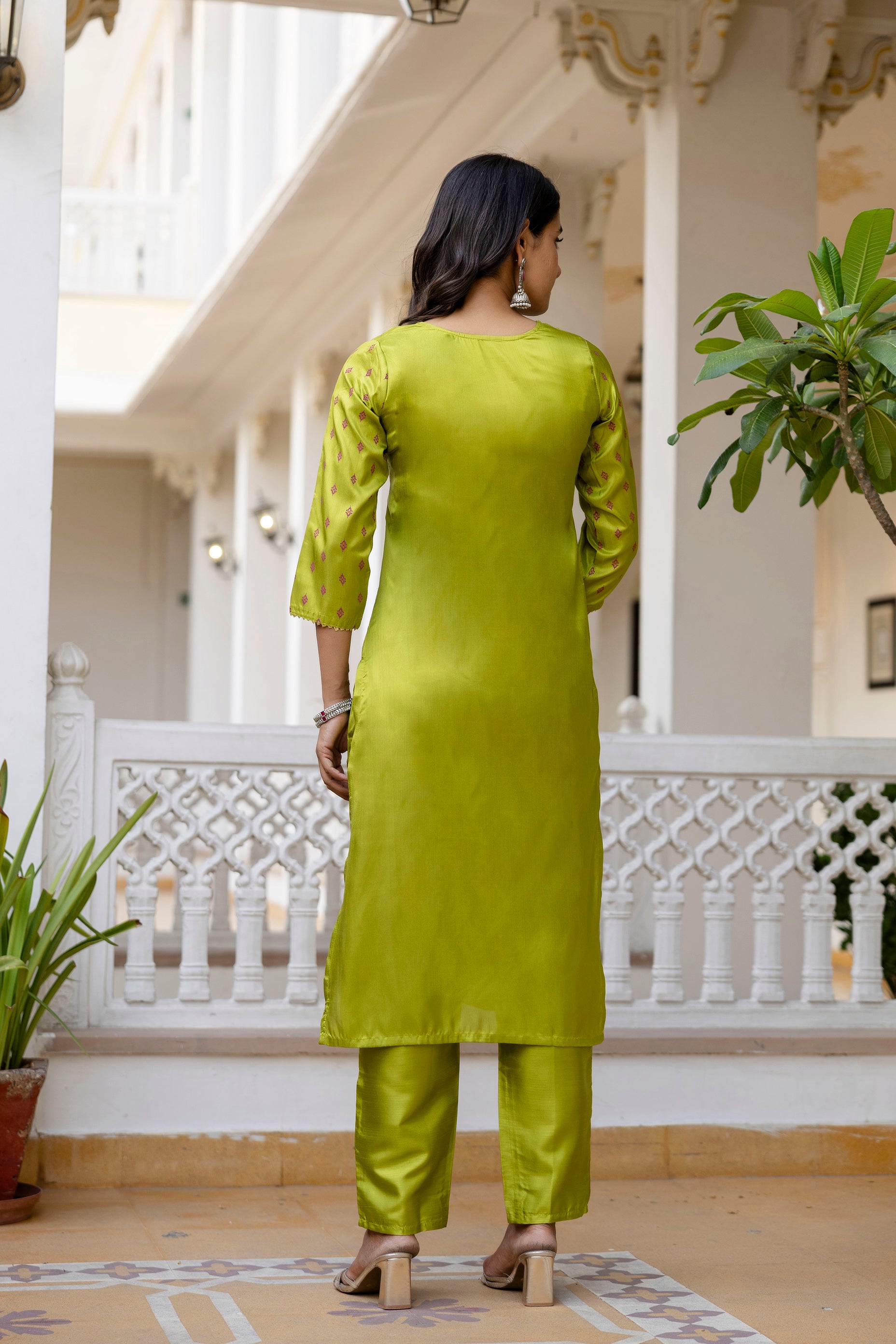 Mint Green Pure Silk Kurta Set with Dupatta | Khadi Print Women’s Ethnic Wear Malaysia | Partywear & Festive Collection