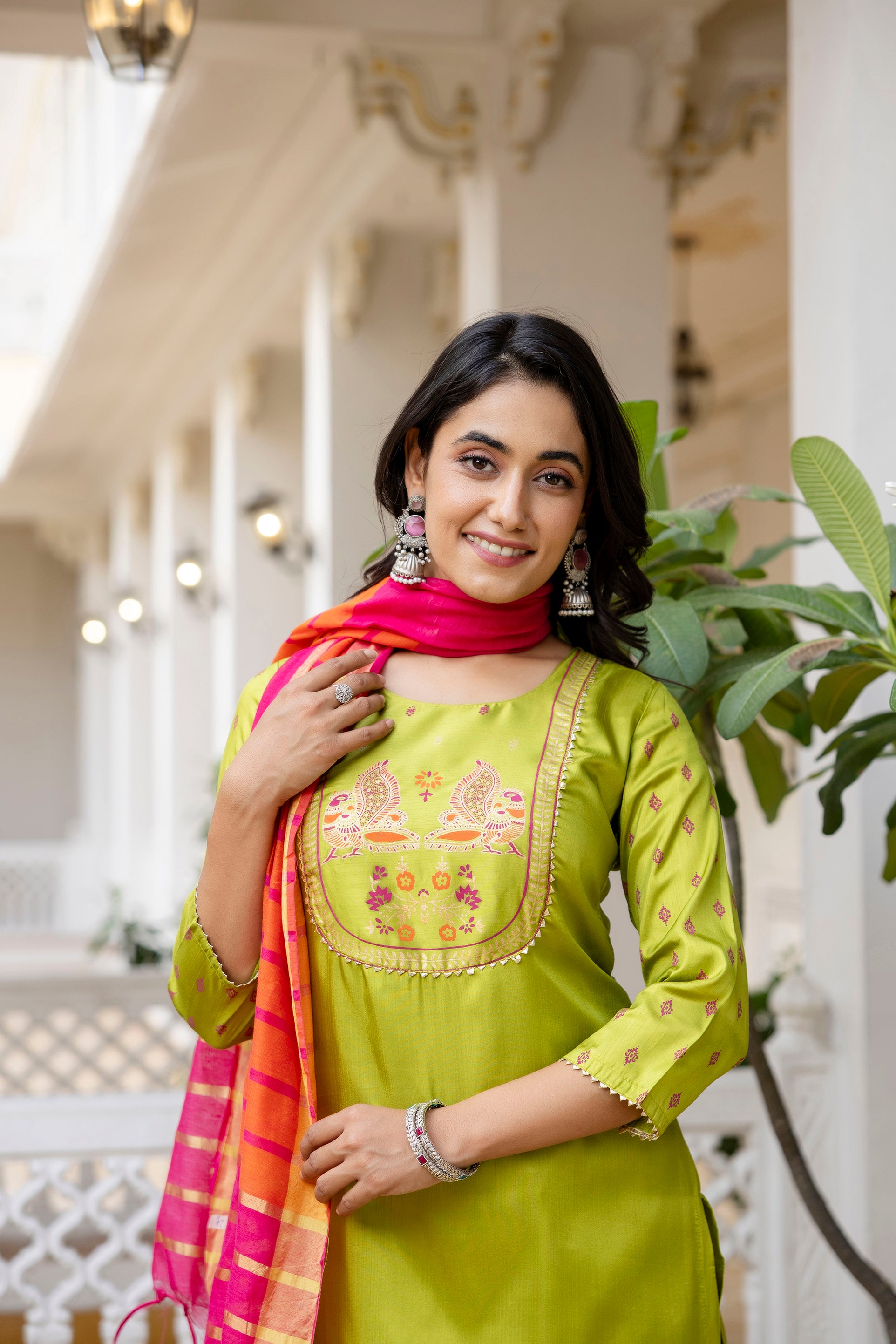 Mint Green Pure Silk Kurta Set with Dupatta | Khadi Print Women’s Ethnic Wear Malaysia | Partywear & Festive Collection