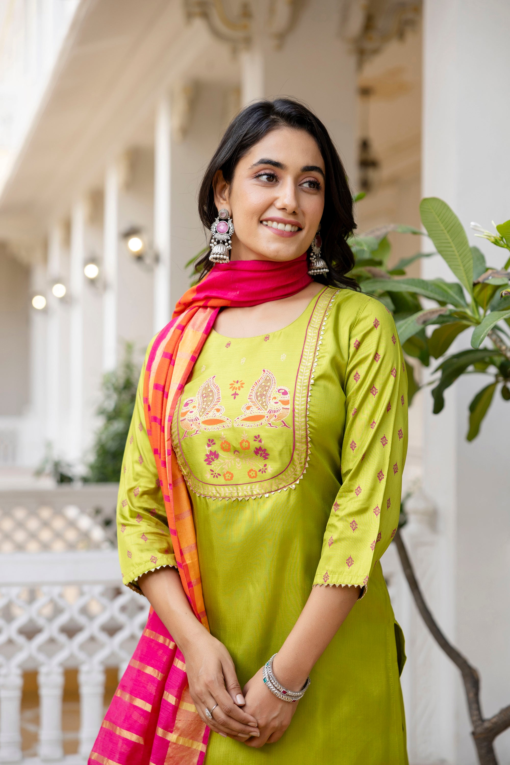 Mint Green Pure Silk Kurta Set with Dupatta | Khadi Print Women’s Ethnic Wear Malaysia | Partywear & Festive Collection