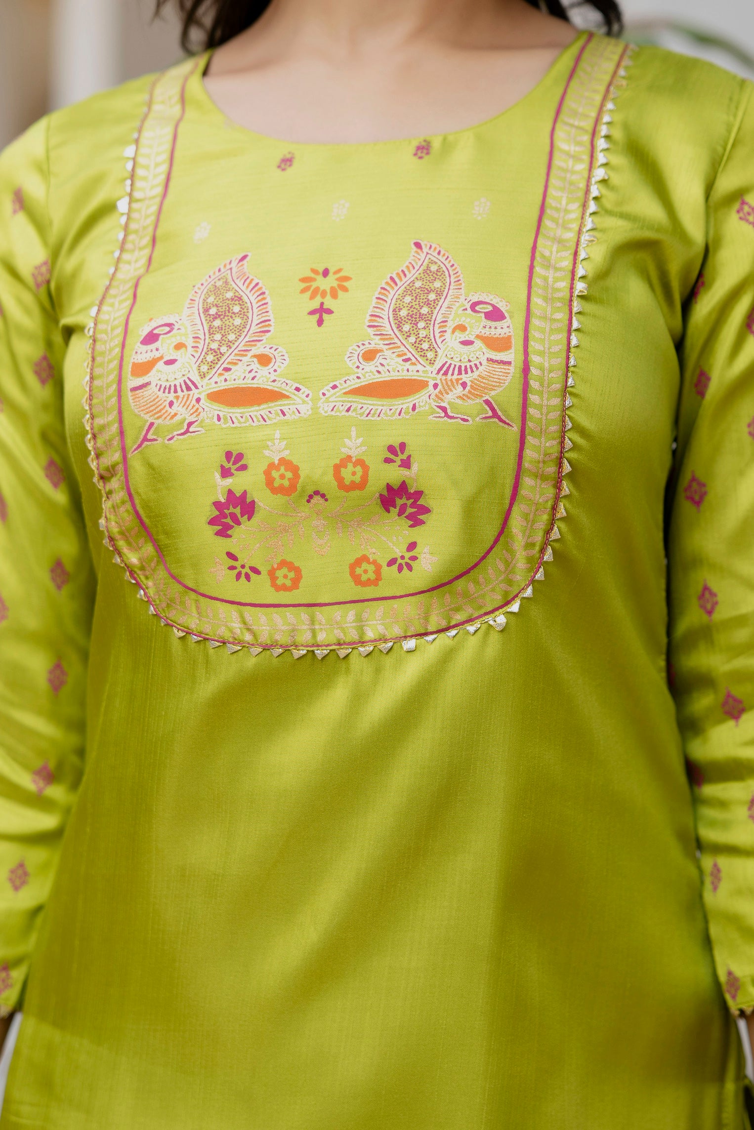 Mint Green Pure Silk Kurta Set with Dupatta | Khadi Print Women’s Ethnic Wear Malaysia | Partywear & Festive Collection
