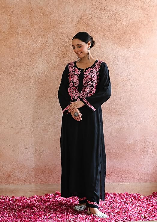Rubaab Chikankari Rayon Straight Kurta Set | Festive & Office Wear | Premium 14KG Rayon | Malaysia Online Shopping