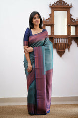 Elegant Banarasi Soft Silk Saree with Copper Zari Weaving