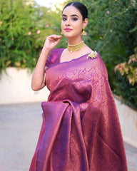 Banarasi Soft Silk Saree – Elegant Copper Zari Weaving