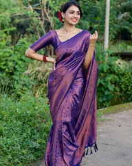Banarasi Soft Silk Saree with Exquisite Copper Zari Weaving