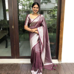 Banarasi Silk Saree – Elegant Silver Zari Work & Rich Weave