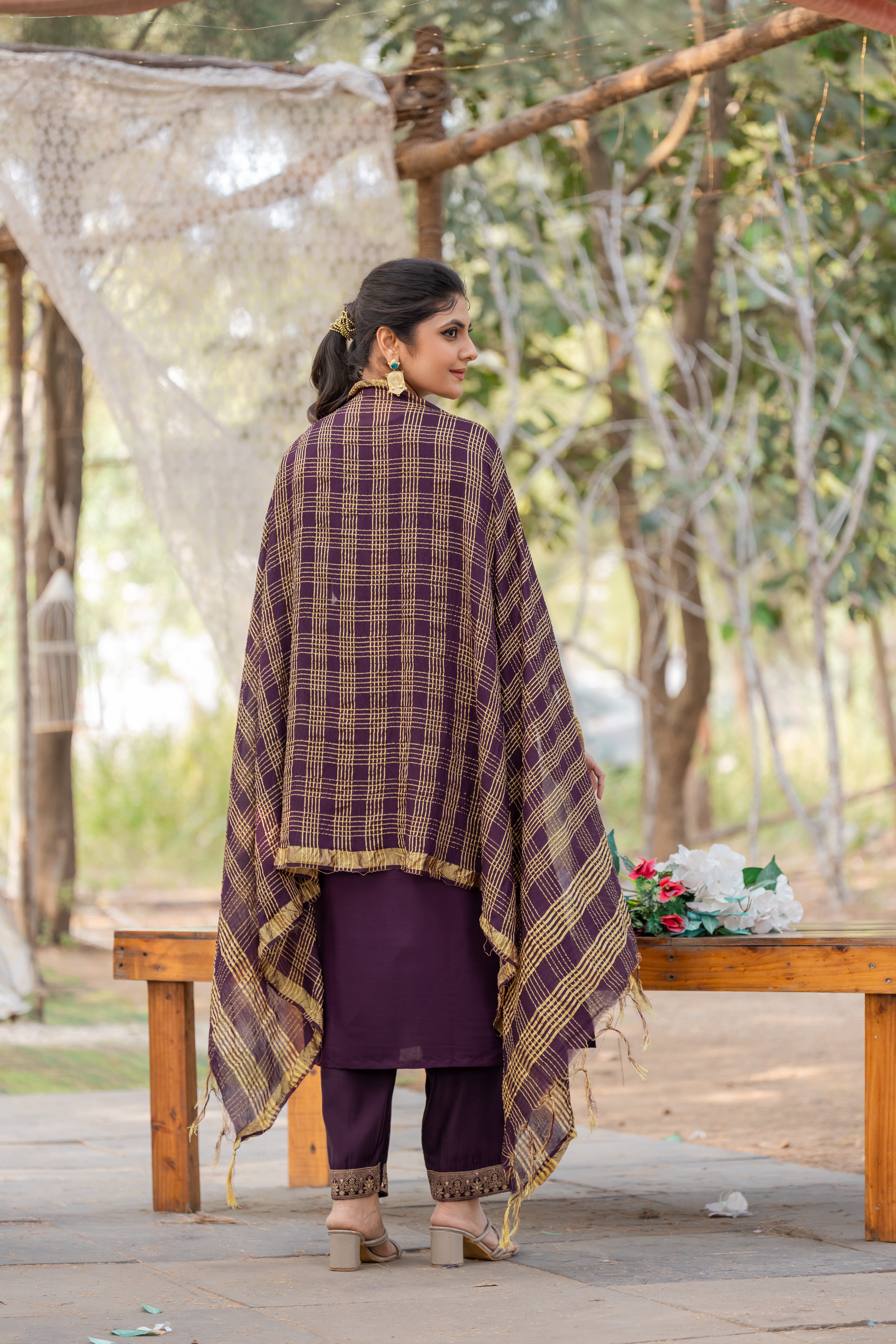 Premium Roman Silk Kurti Set with Chanderi Dupatta | Jacquard Work | Readymade Ethnic Wear for Women | Size S-XXL | Best Indian Suit in Malaysia