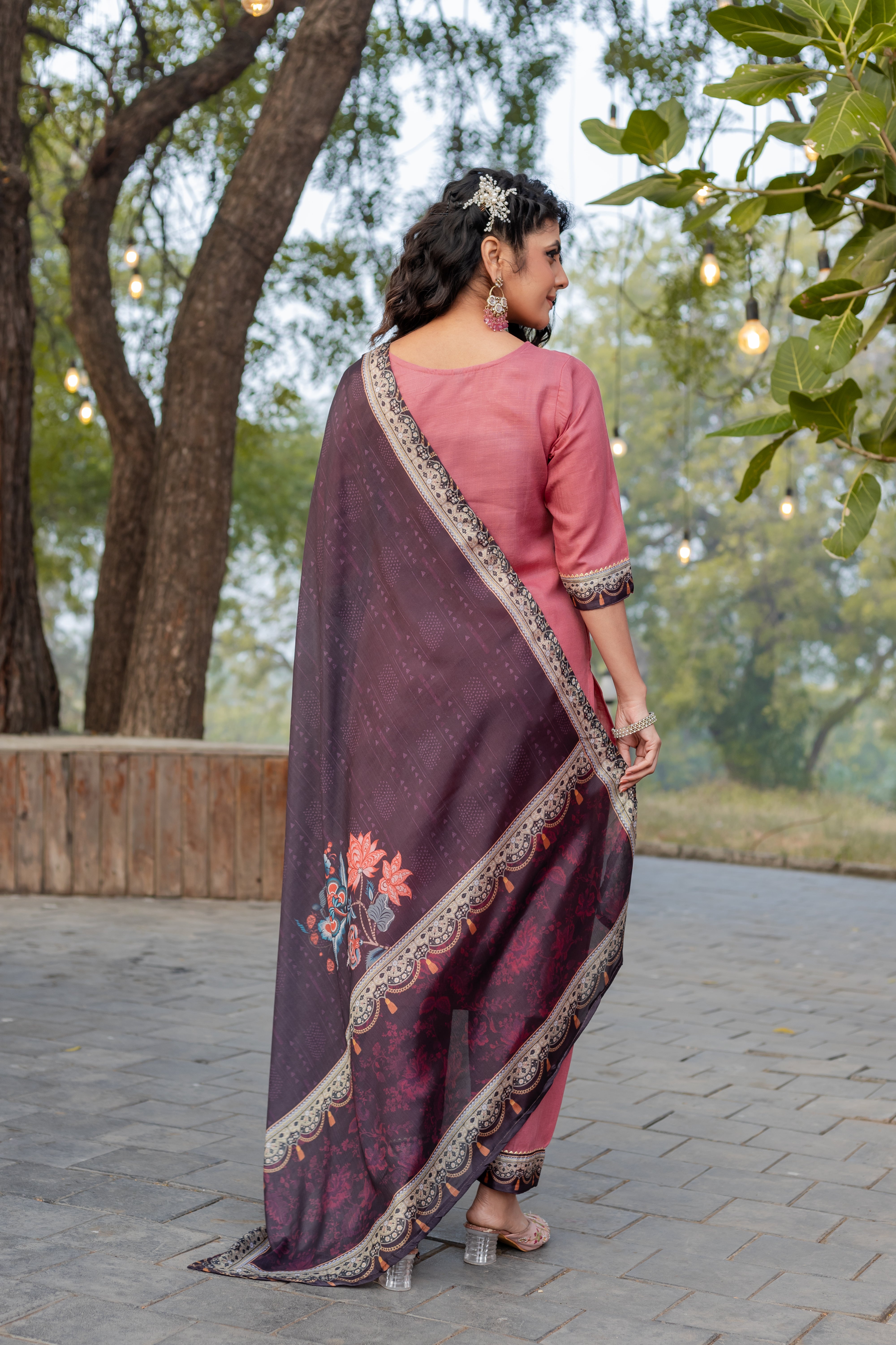 SK-971 Light Grey Cotton Blend Kurta Set with Bottom & Chandery Dupatta | Embroidered 3-Piece Ethnic Wear – Malaysia