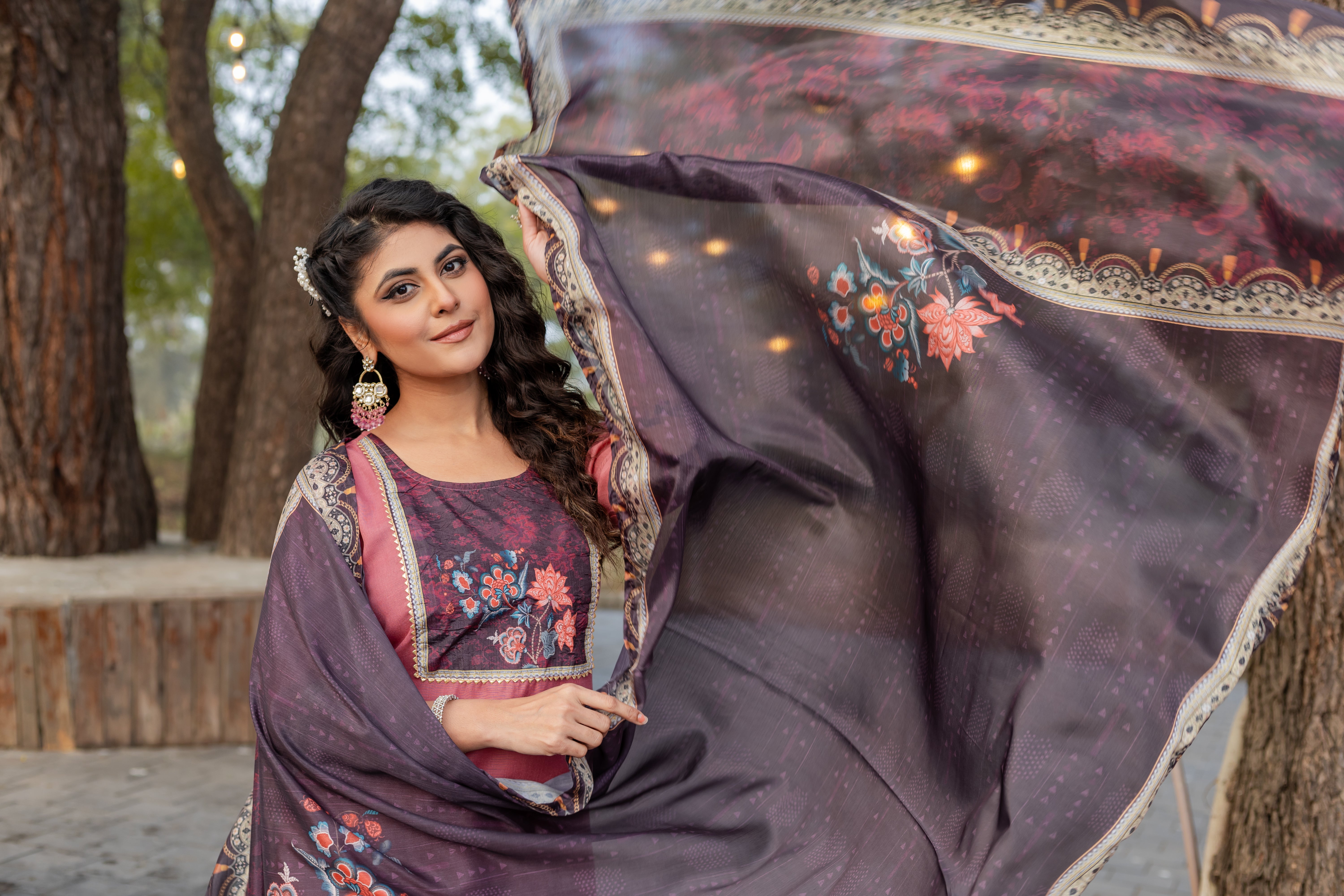 SK-971 Light Grey Cotton Blend Kurta Set with Bottom & Chandery Dupatta | Embroidered 3-Piece Ethnic Wear – Malaysia