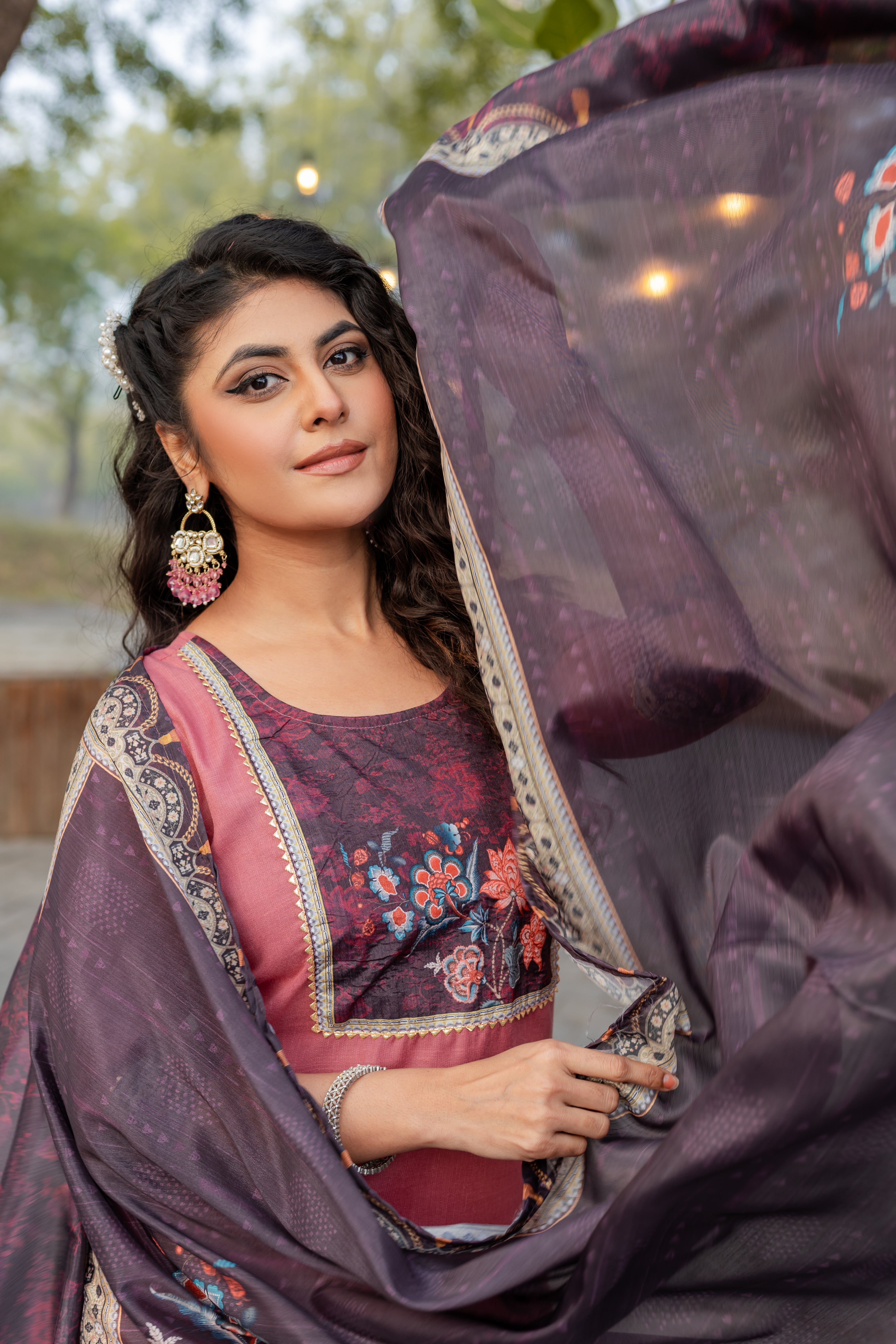 SK-971 Light Grey Cotton Blend Kurta Set with Bottom & Chandery Dupatta | Embroidered 3-Piece Ethnic Wear – Malaysia