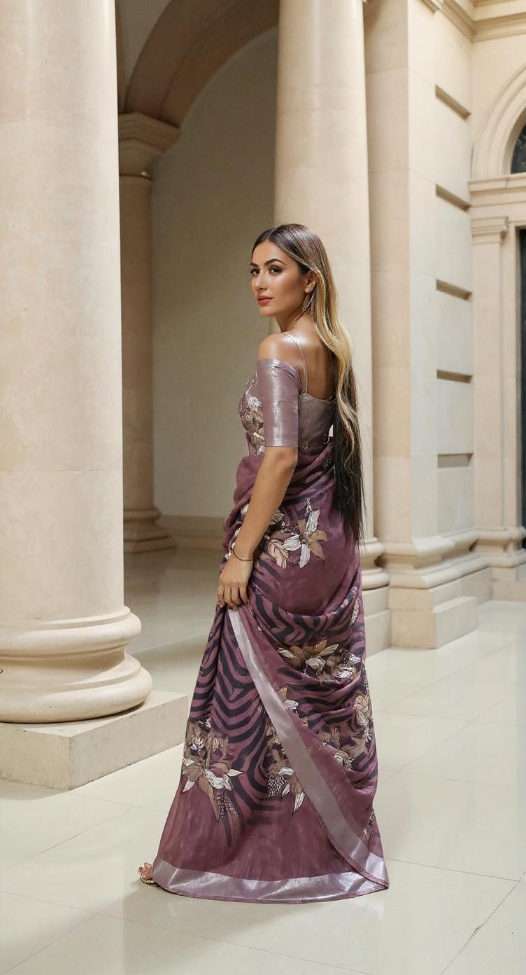 PURPLE  DIGITAL PRINTED COTTON SAREE