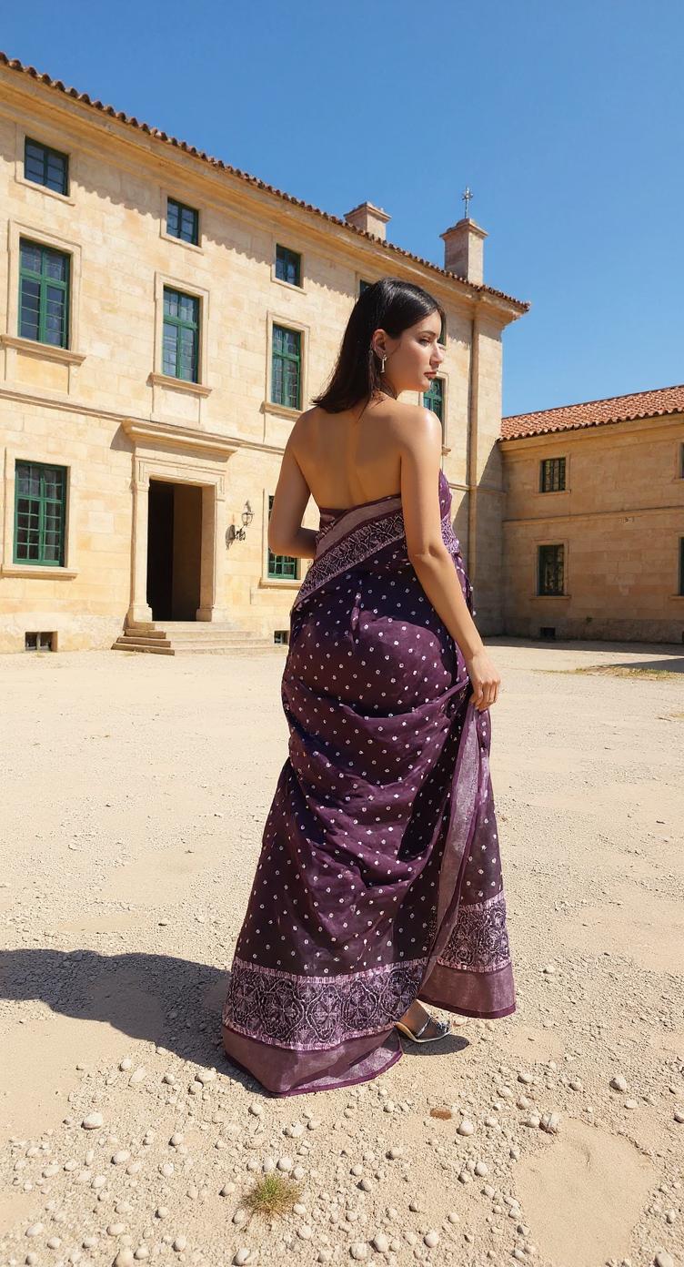 PURPLE  DIGITAL PRINTED COTTON SAREE