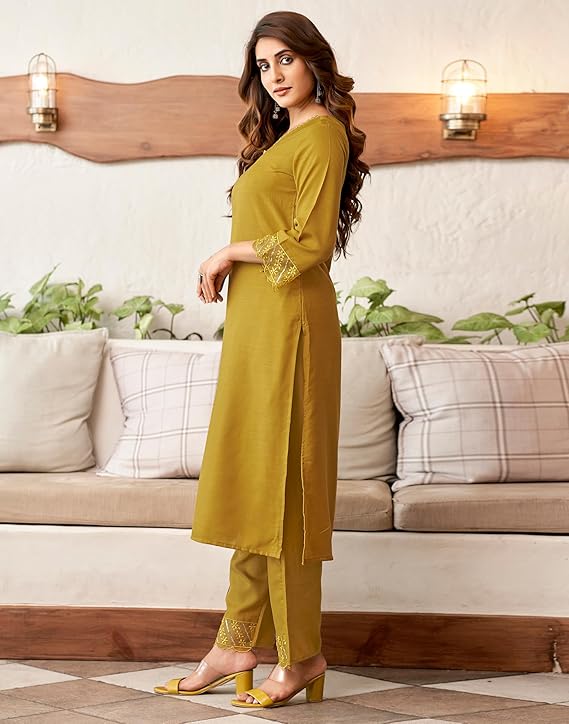 SKYLEE Women Floral Print Straight Kurta Suit Set with Dupatta | Cotton Blend Kurti Pant Set | Indian Ethnic Wear for Women Malaysia