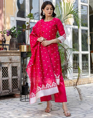 SIRIL Women’s Rayon Banarasi Jacquard Kurta Set | Silk Blend Straight Kurta with Pants & Dupatta | Indian Ethnic Wear for Women Malaysia | Party & Festive Wear Kurti Pant Set
