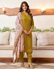 SKYLEE Women Floral Print Straight Kurta Suit Set with Dupatta | Cotton Blend Kurti Pant Set | Indian Ethnic Wear for Women Malaysia