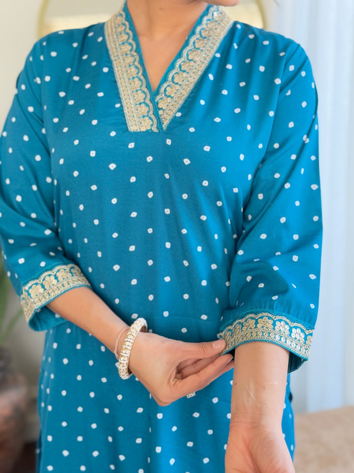 BLUE COLOURED  WOMEN'S  REYON  EMBROIDERED  KURTA WITH PANT DUPATTA SET