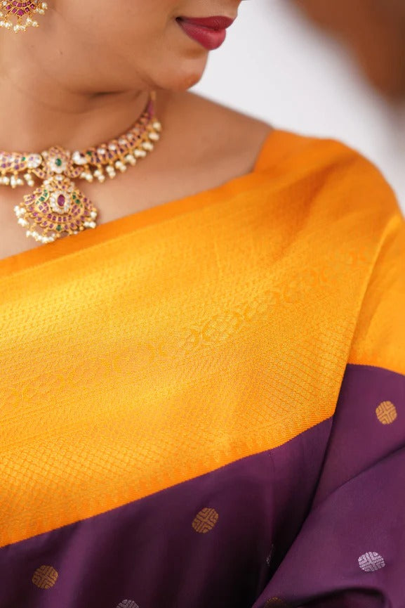 Banarasi Soft Silk Saree with Copper & Silver Zari Weaving