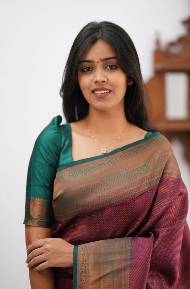 Elegant Banarasi Soft Silk Saree with Copper Zari Weaving