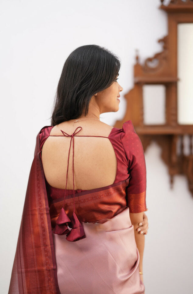 Elegant Banarasi Soft Silk Saree with Copper Zari Weaving