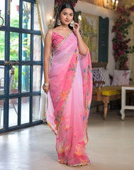 pink  Color Georgette Saree With Sequence Work