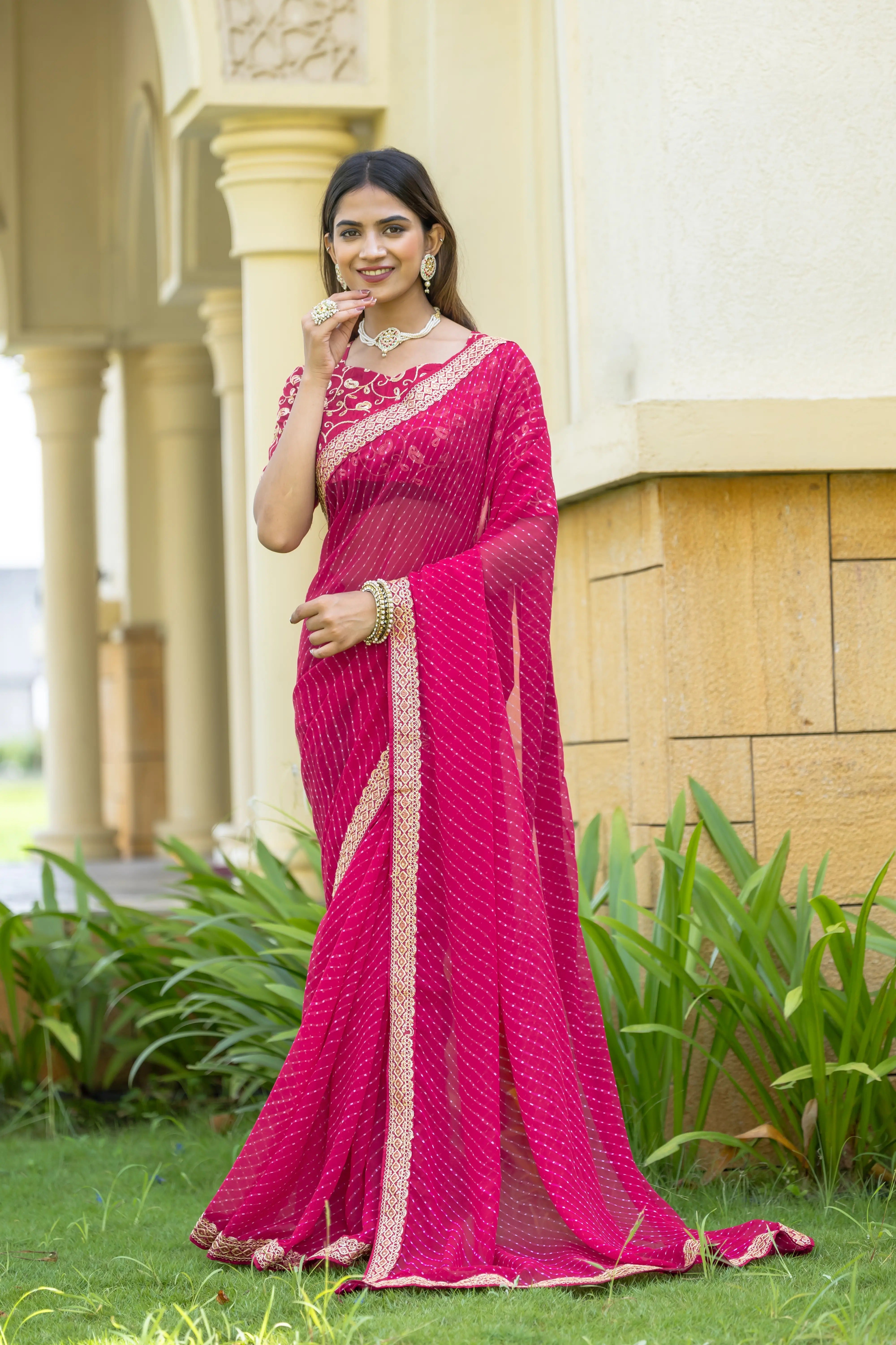 pink  Color Georgette Saree With Sequence Work