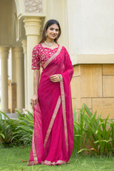 pink  Color Georgette Saree With Sequence Work
