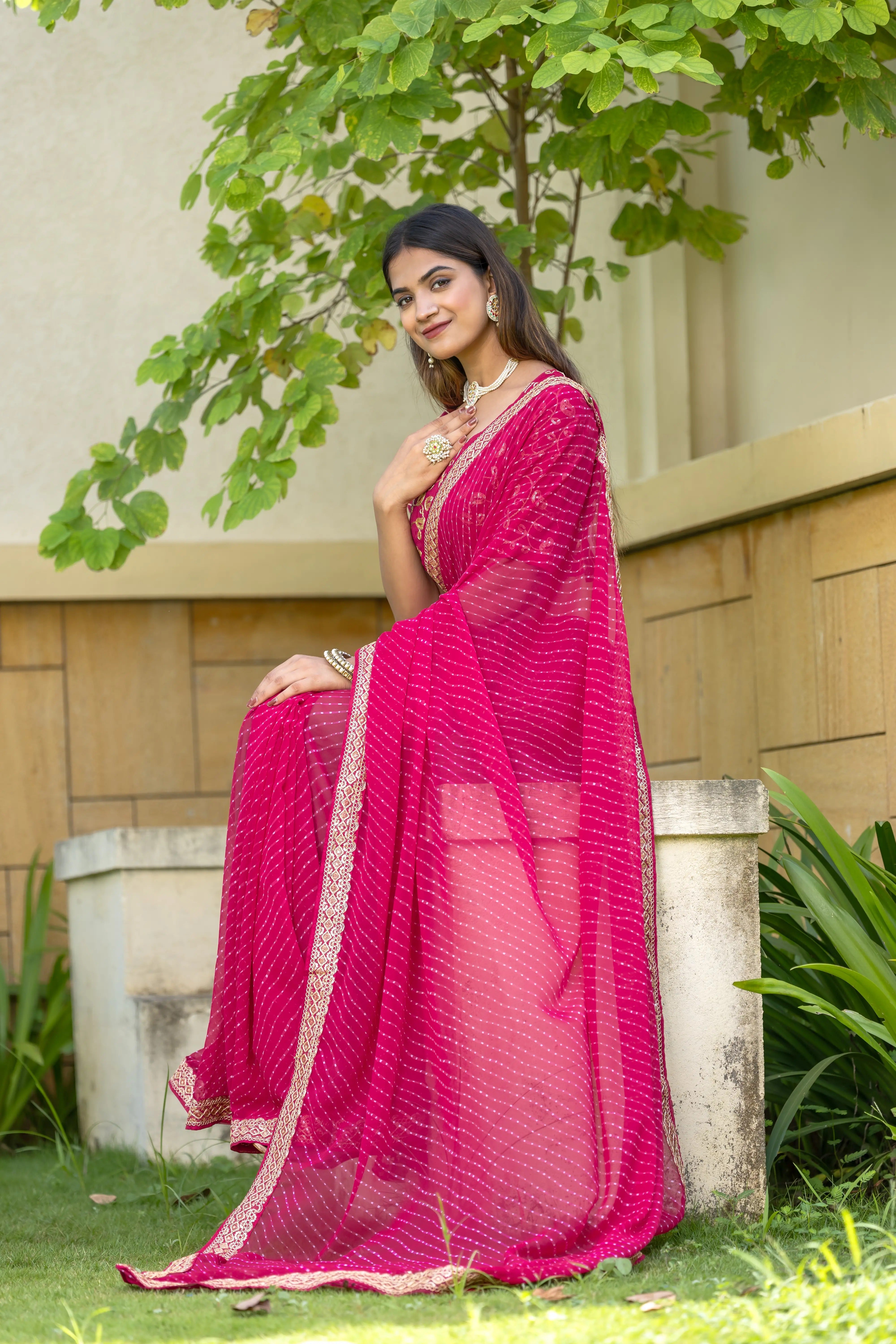 pink  Color Georgette Saree With Sequence Work