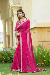 pink  Color Georgette Saree With Sequence Work