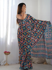 darkblue Color georgette  Saree With Sequence Work