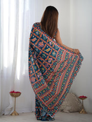 darkblue Color georgette  Saree With Sequence Work
