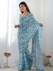 Light blue Color georgette  Saree With Sequence Work