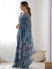 morpice Color georgette  Saree With Sequence Work