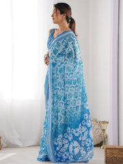 sky blue  Color georgette  Saree With Sequence Work