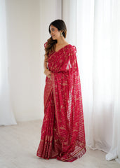 pink  Color georgette  Saree With Sequence Work