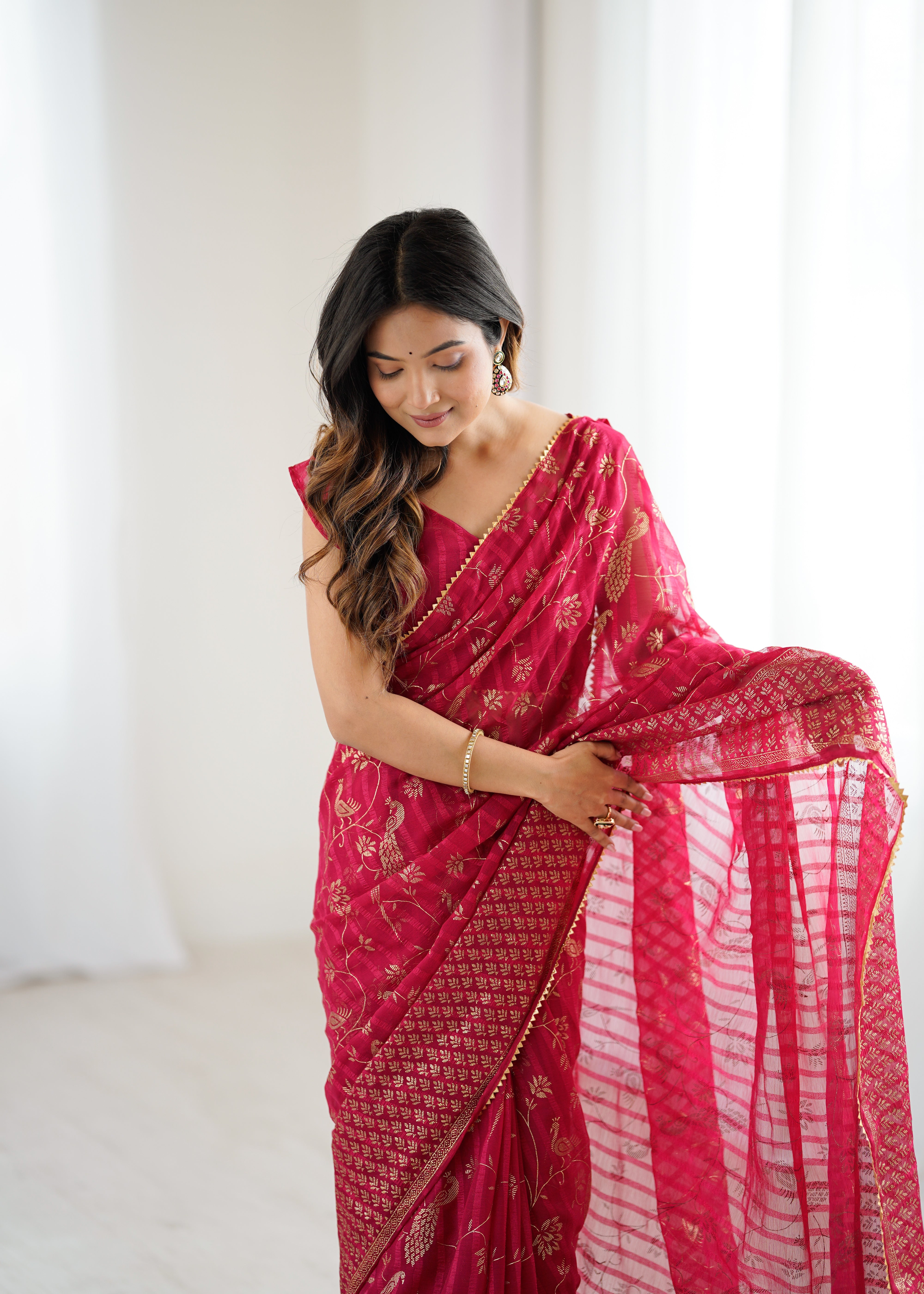 pink  Color georgette  Saree With Sequence Work