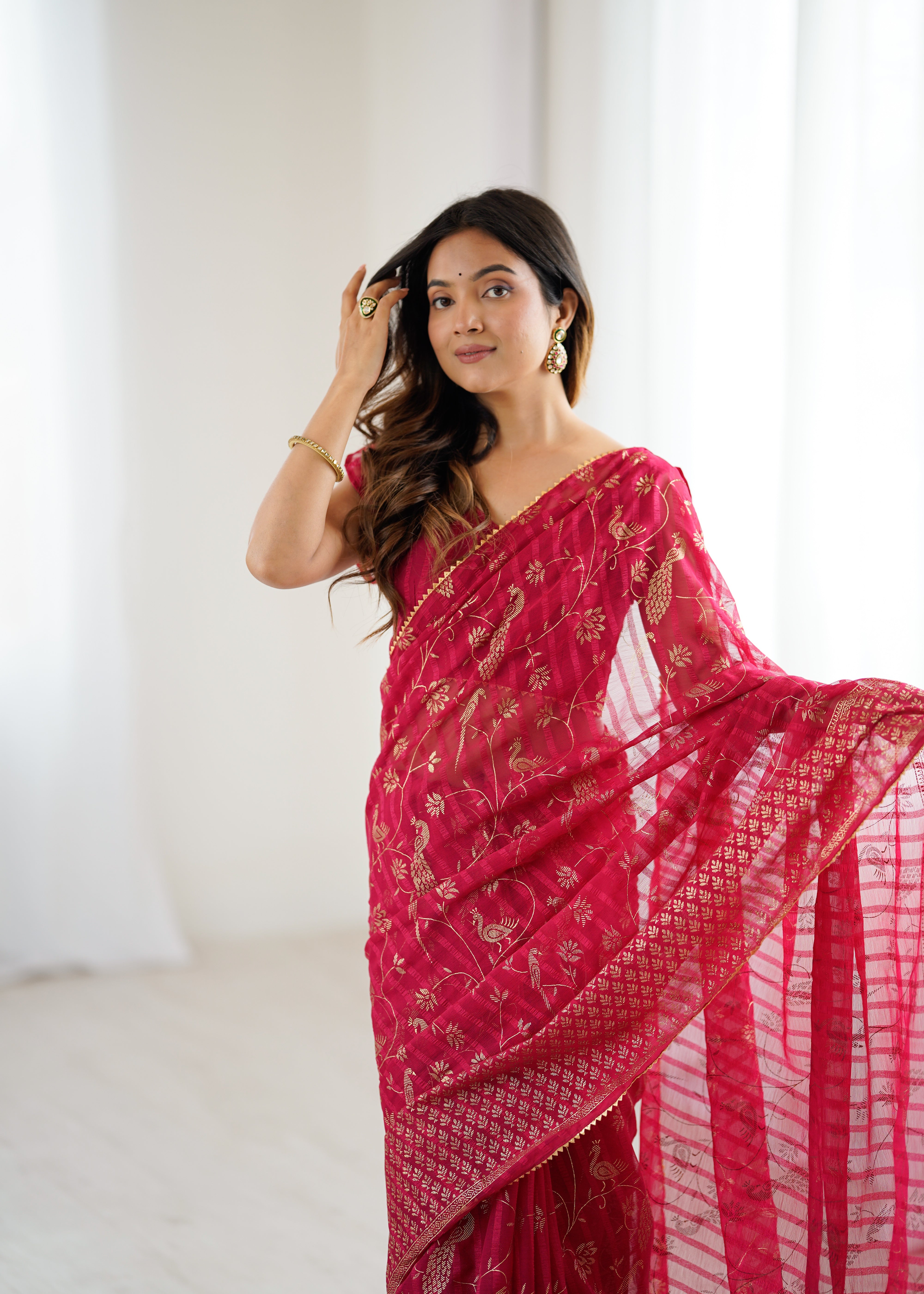 pink  Color georgette  Saree With Sequence Work