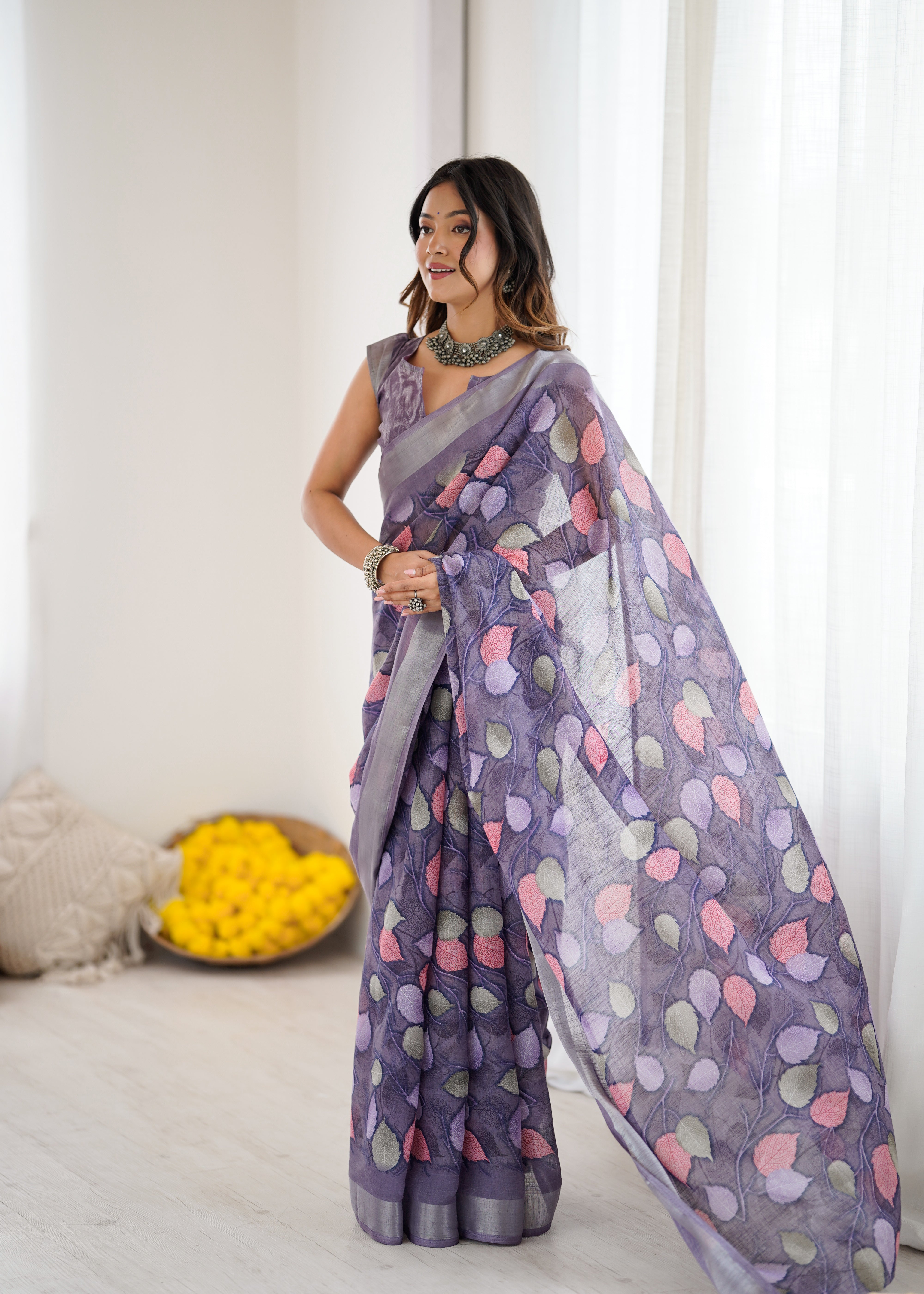 lovender Color lilanpatta Saree With Sequence Work