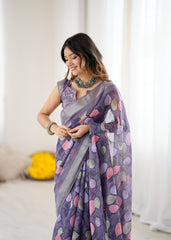 lovender Color lilanpatta Saree With Sequence Work