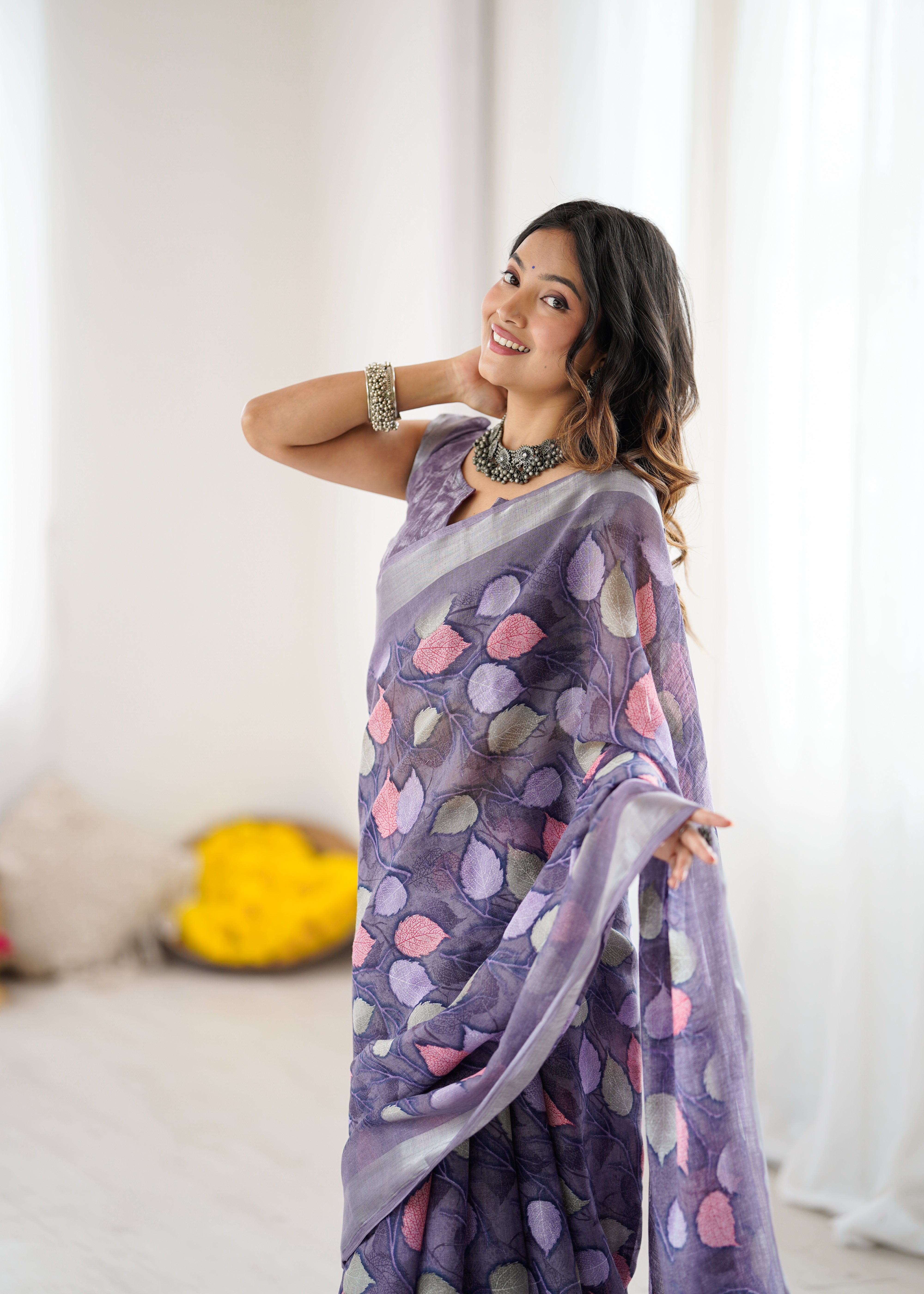 lovender Color lilanpatta Saree With Sequence Work