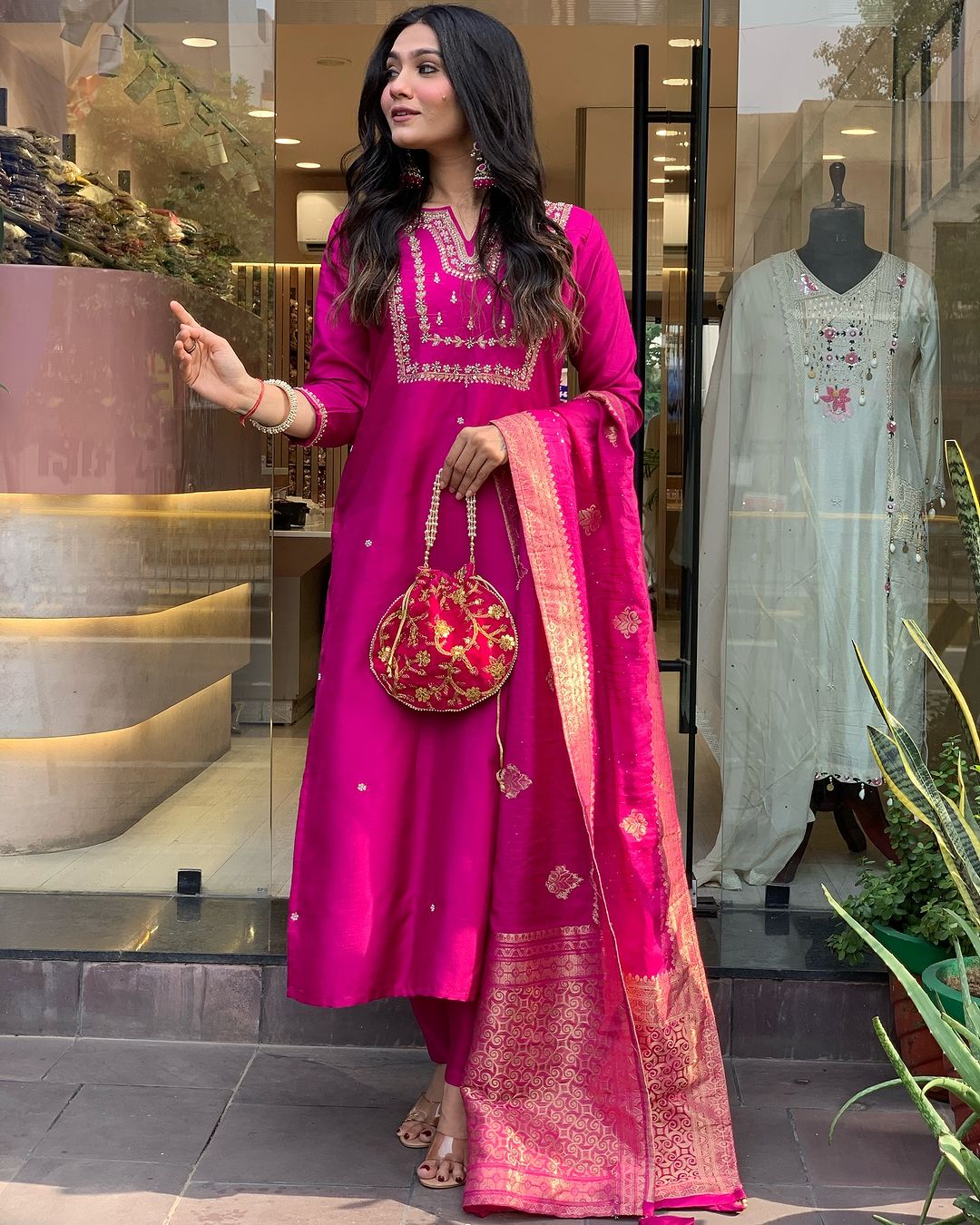 MAROON  COLOURED VISCOSE CHANDERI  WEAR KURTA SET