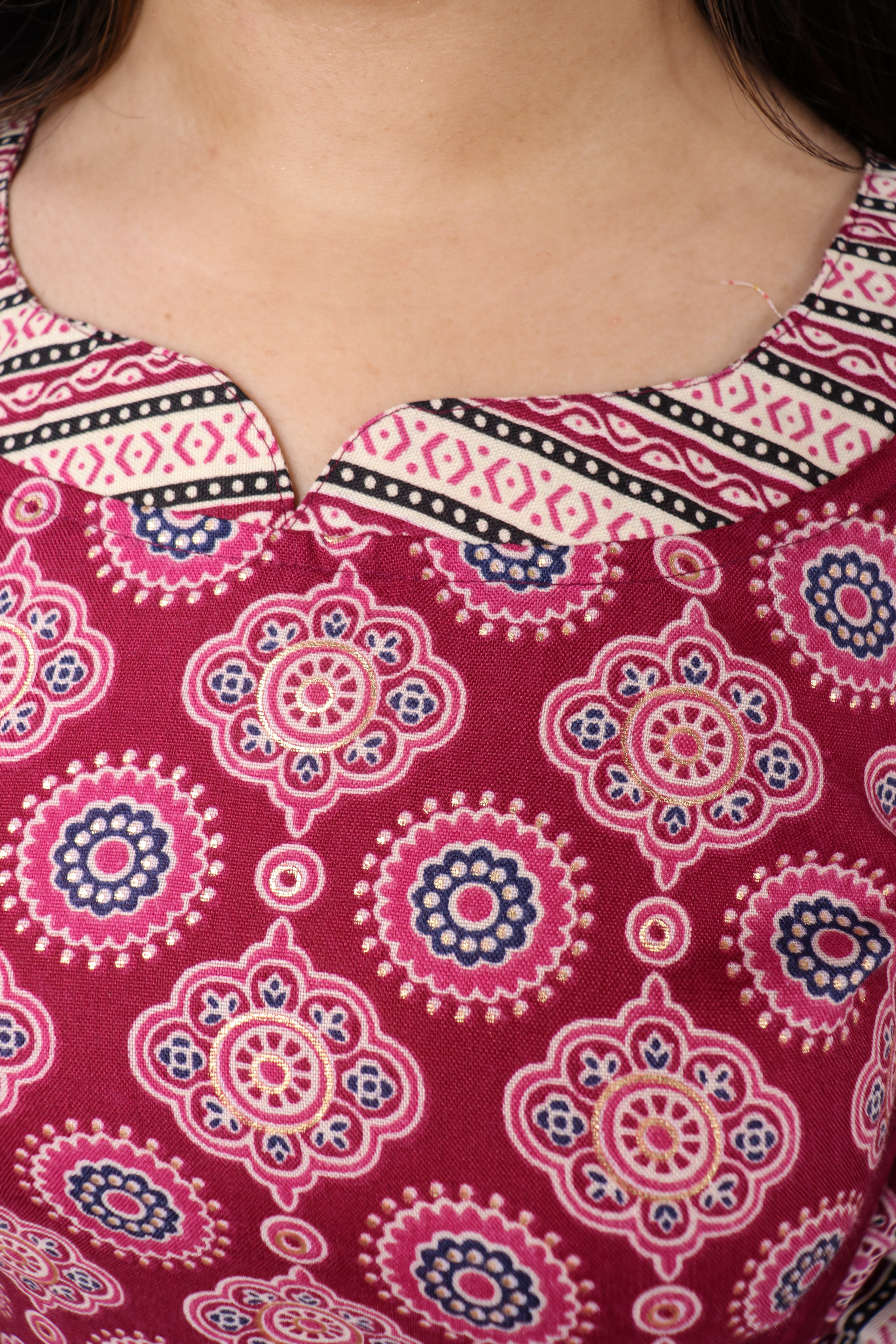 Printed Slub Cotton Kurta Set with Trousers & Dupatta | Women’s Festive & Casual Wear Malaysia