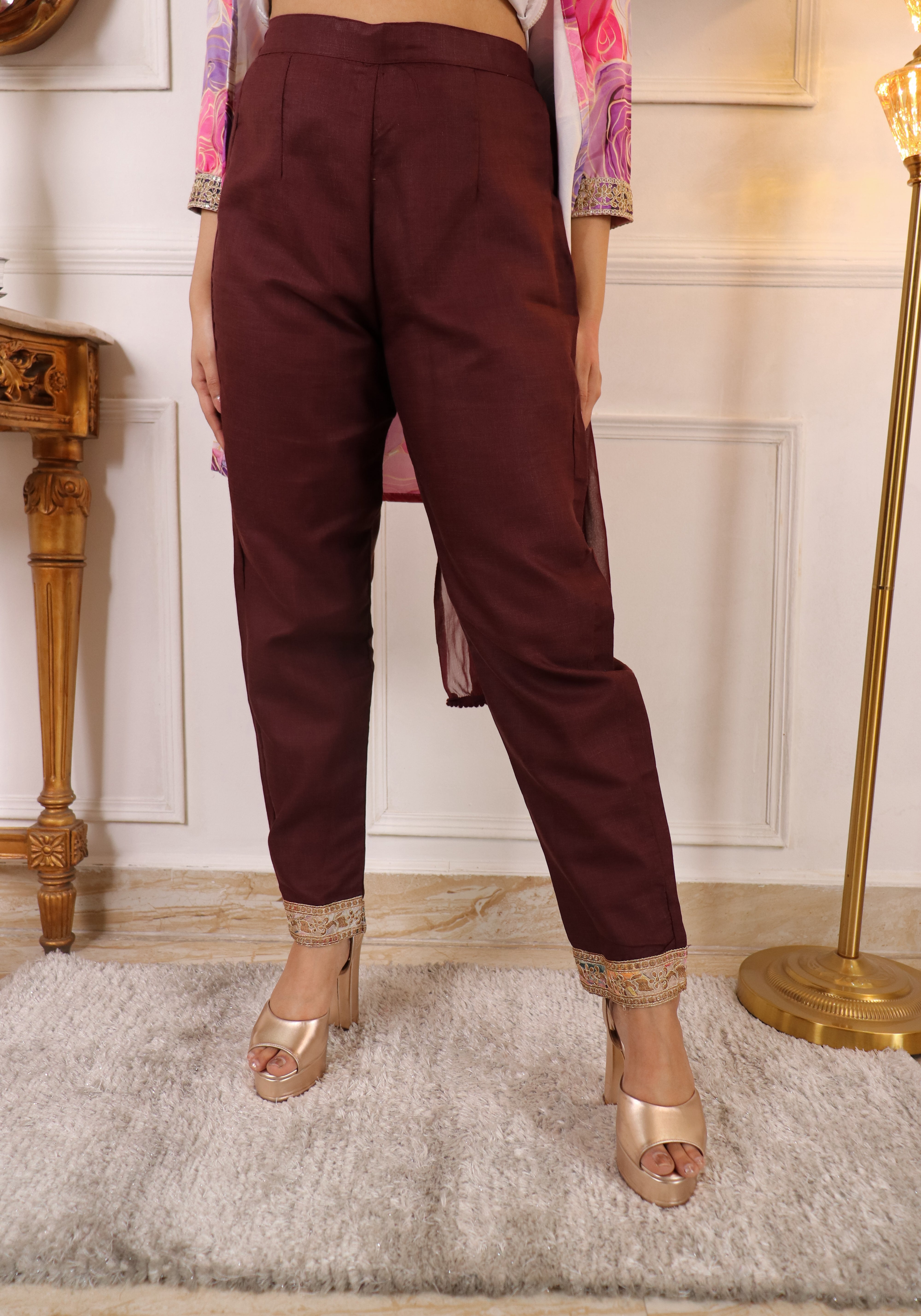 ✨ Premium Muslin Chanderi Kurta Set with Printed & Embroidered Design | Party Wear Kurti with Trouser & Dupatta | Festive & Wedding Collection Malaysia ✨